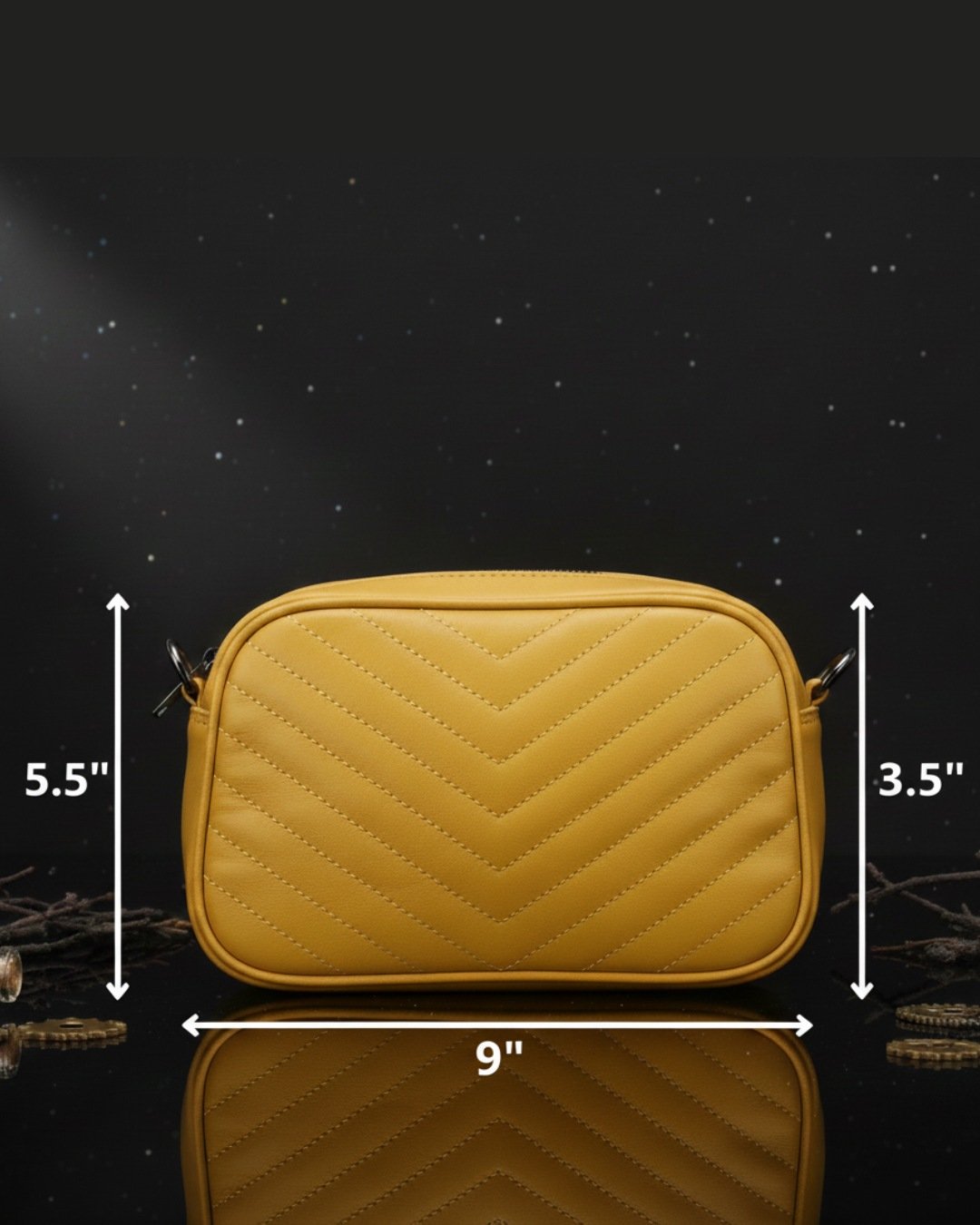 Wriggle Leather D-Shaped Sling Bag for Women with Adjustable Strap & Zip Closure Casual Crossbody Bag for Girls (Mustard) - Image 5